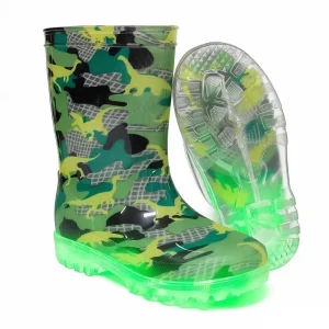 Space Design Kids PVC Water Proof Boots Colorful Led Light