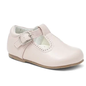Spanish Style Boutique Matt Leather Sweet Pink Kids Girls Mary Jane Flat Classic T Bar Shoes