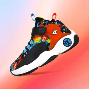 Sports Shoes Custom Logo Kids Sneakers White Black Leather Fashionable Flat Skateboard Basketball Shoes Autumn