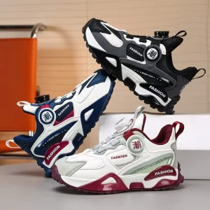 Spring Autumn Boys’ Mesh Breathable Lightweight Casual Shoes with Soft Sole Versatile Children’s Sneakers