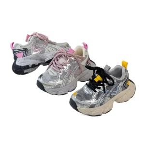 Spring Autumn Children Boy Girls New Silver Lightweight Casual Shoes Kids Toddler Mesh Surface Breathable Running Sneaker