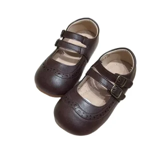 Spring Autumn Children Girls Leisure Soft Leather Shoes Kids Velcro Shoes