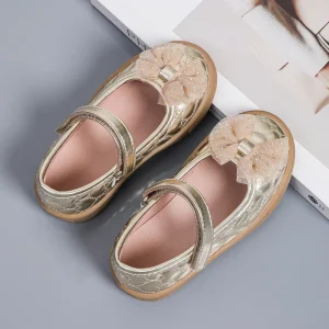 Spring Autumn Children Solid Color PU Princess Dress Shoes for Girls