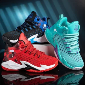 Spring Autumn Children’s Basketball Shoes Non Slip New Running Sneakers for Boys Soft Bottom Breathable Net Design Summer