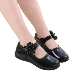 Spring Autumn Children’s Dress Shoes for Girls New Princess Black Soft Sole for Students Large Size