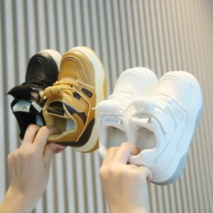 Spring Autumn Children’s Mid-Top Casual Shoes Korean Style White Board Shoes for Boys Girls