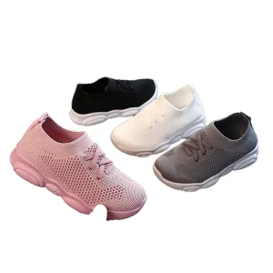 Spring Autumn Children’s School White Sports Shoes 8 Years Old Boys Knitted White Single Shoes for Kids