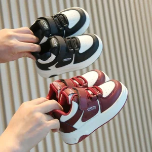 Spring Autumn Children’s Sneakers New Girls White High Top Board Shoes Casual Boys’ Soft Bottom Baby Shoes Slip On Closure