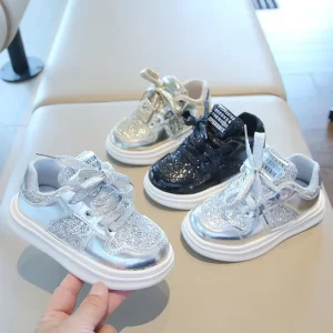 Spring Autumn Children’s Sports Shoes New Sequin Korean Style Soft Sole Baby Casual Board Shoes