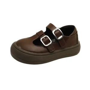 Spring Autumn Girls Leisure Soft Leather Shoes Kids Toddler School Casual Mary Jance Flats Children T Strap Formal Dress Shoes