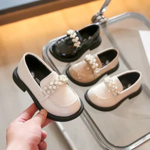 Spring Autumn Girls Loafers New Fashion Vintage Baby Toddler Princess Shoes for Girls Breathable Kids Beads Soft Sole Footwear