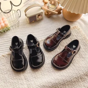 Spring Autumn Girls PU Leather Shoes Cute Princess Soft Sole Loafers for Kids