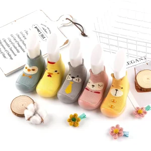 Spring Autumn Infant Toddler Socks Shoes Baby Boys Girls Anti-slip Rubber Bottom First Walker Kids Cartoon Animals Slip-on Shoes