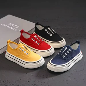 Spring Autumn Kids Fashion Solid Color Soft Sole Unisex Baby Boy Girl Casual Canvas Shoes