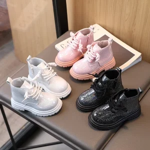 Spring Autumn Kids Shoes PU Sweet Princess Teenagers Girls Flat Casual Boots