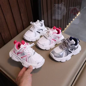 Spring Autumn Kids Sneakers Mesh PU Casual Sports Shoes for Boys Girls