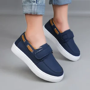Spring Autumn Lightweight Soft Soled Breathable Ankle Solid Color Boys Slip On Loafers Casual Sneakers Leather Shoes