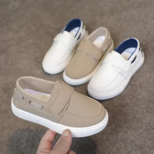 Spring Autumn Lightweight Soft soled Breathable Korean style All match Boys Slip on Loafers Casual Sneakers PU Upper Shoes