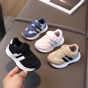 Spring Autumn New Baby Toddler Unisex Sneakers Synthetic Leather Upper Hook & Loop Closure Non-Slip Running Shoes
