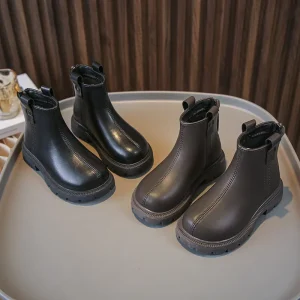 Spring Autumn New British Style Children Boots Retro Leather Boots for Girls and Boys