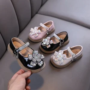 Spring Autumn New Children Girls Princess Drill Dance Performance Shoes Waterproof Anti Slip Size 21 36