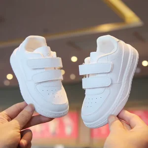 Spring & Autumn New Kids White Sneakers Low-top Sports Shoes for Boys Casual Skate Shoes with Soft Soles for Toddler Girls