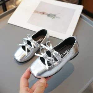 Spring Autumn New Korean Style Ballet Flats for Girls Square Toe with Double Bow Soft Comfortable Children’s Shoes