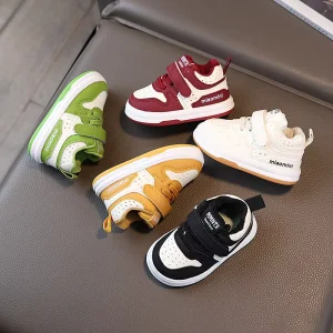 Unisex Fashion Children’s Sneakers Black and Red Kids Casual Footwear for Boys Girls Anti Slip Cute Baby Sports Shoes