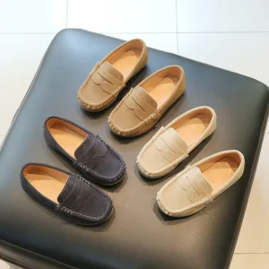 Spring Autumn Soft Soled Kids Loafers Shoes Custom Logo Casual Pu Leather Baby Shoes