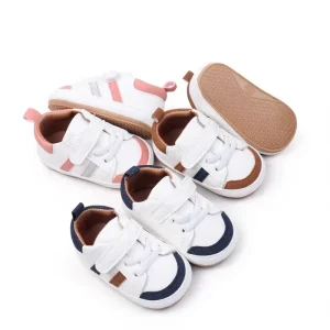 Spring Autumn Unisex 01year Baby Toddler Shoes Hook Loop Closure Striped Anti slip Rubber soled Sports Casual First Shoes