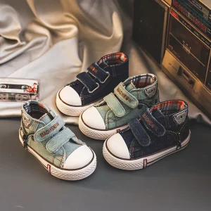 Spring Autumn hook&loop Denim Toddler Kids Children Shoes