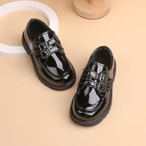 Spring Boys Pu Leather Shoes Double Buckle British Soft Anti slip Rubber Sole Kids School Formal Loafers Africa