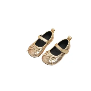 Spring Children Girls Glitter Bowknot Sequins Soft PU Mary Jane Shoes Kid Toddler Baby Princess Round Toe Leather Shoes