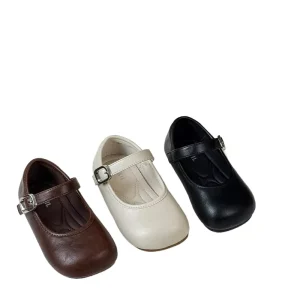 Spring Children Girls Simple Soft Solid Ballet Mary Jane Ballerina Flats Dress Shoes Kids Toddler Princess Leather Shoe