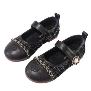 Spring Children’s Girls Princess Mary Jane Pearl Microfiber Soft Leather Ballet Flats Shoes Kids Toddler Round Toe Leather Shoes