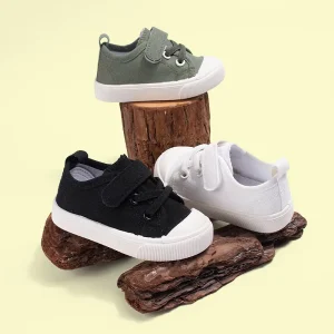 Spring Color Block Canvas Shoes Kids Unisex Soft Sole Casual Sneakers Round Toe Children Plimsolls EKC5315