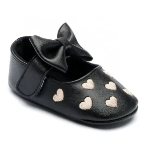 Spring Design Infant Shoes Embroidery love Heart Cute Bow Newborn Baby Girl Prewalker Shoes