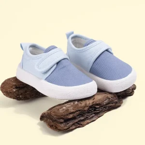 Spring Eco Friendly Breathable Kids Canvas Sneakers Color Block Unisex Toddler Shoes Soft Thick Sole