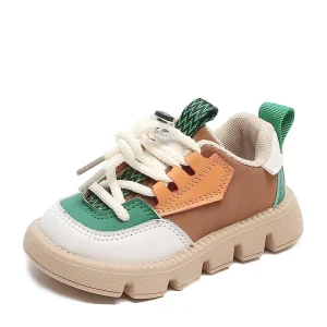 Spring Fall Unisex Children’s Sports Sneakers High Non Slip Casual Shoes Soft Leather Flat Soles Boys Girls School Sports