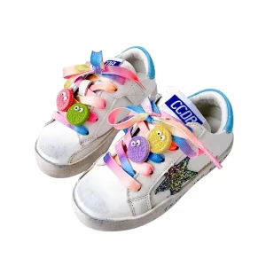 Spring Fashion Casual Shoes for Girls Star Letter Pastel Lace Up Closure Kids Shoe Sneakers for Kids