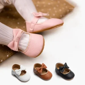 Spring Infant Bow Princess Shoes Rubber Soles Non-slip Girls Walking Shoes Fashion Baby Shoes