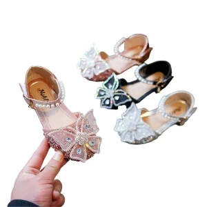 Spring Kids Girls Shine Dancing Big Bow Princess Students Children Dance Single Shoes