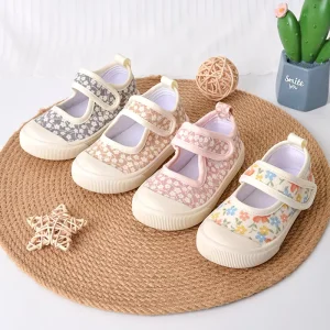 Spring Kids Lovely Floral Canvas Sneakers Toddler Daily Durable Girls Flowers Pattern Flat Shoes