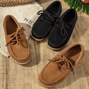 Spring New Arrival Children’s Suede Loafers with Laces Casual School Shoes