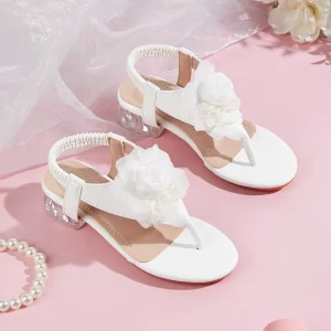 Spring New Arrivals Girls’ Party Wedding Sandals Princess Style with Floral and Lace Accents Sandals