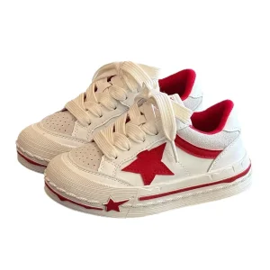 Spring New Children’s Five-Pointed Star White Shoes Boys Girls Comfortable Lightweight Casual Ankle Sneakers Rubber Shoes