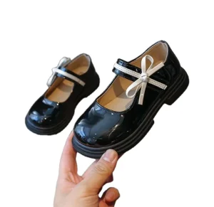 Spring New Children’s Princess Dress Shoes Soft Sole Performance Shiny Leather Shoes for Girls