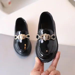 Spring New Children’s Single Small Leather Shoes High Quality Fancy Baby Designer Soft Soled Princess Shoes for Kids