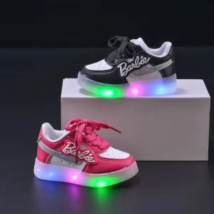 Spring New Girls’ Led Luminous Sneakers Soft Soled Sports Shoes Children Slip On Light Shoes Baby Kids Boys