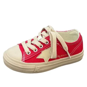 Spring New Korean Style Children’s Canvas Shoes Girls Five Star Soft Soled Non slip Casual Shoes Boys Velcro Strap Shoes